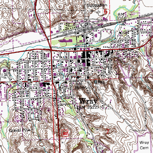 Topographic Map of Wray, CO