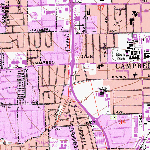 Topographic Map of West Valley Christian School, CA