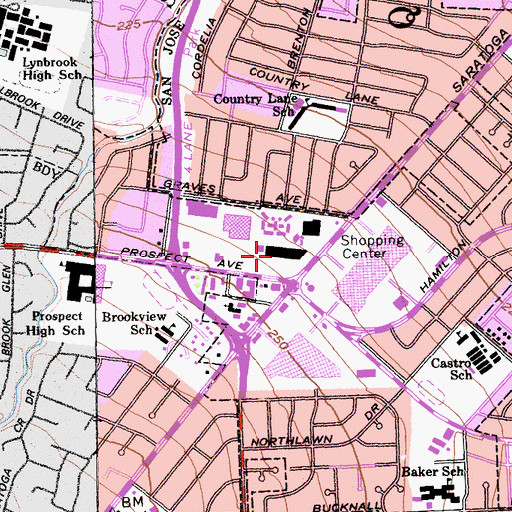 Topographic Map of Westgate West Shopping Center, CA