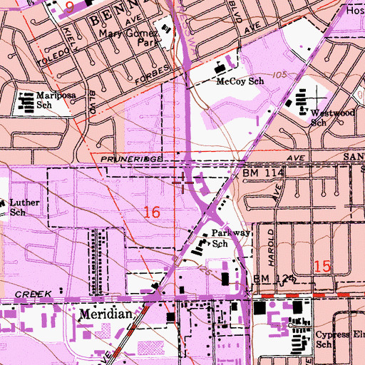 Topographic Map of Pruneridge Shopping Center, CA