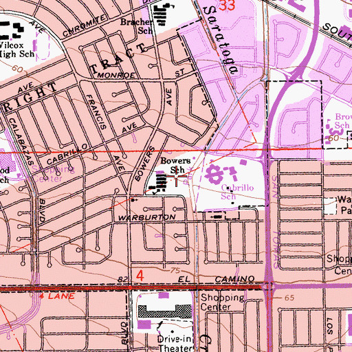 Topographic Map of Bowers Park, CA