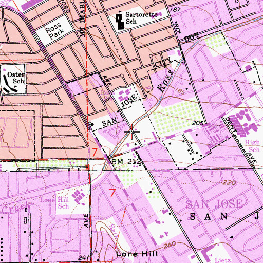 Topographic Map of Branham Park, CA