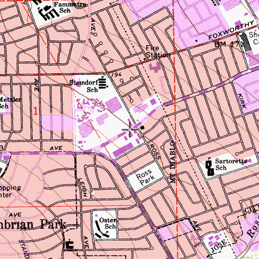 Topographic Map of Cambrian Branch San Jose Public Library, CA