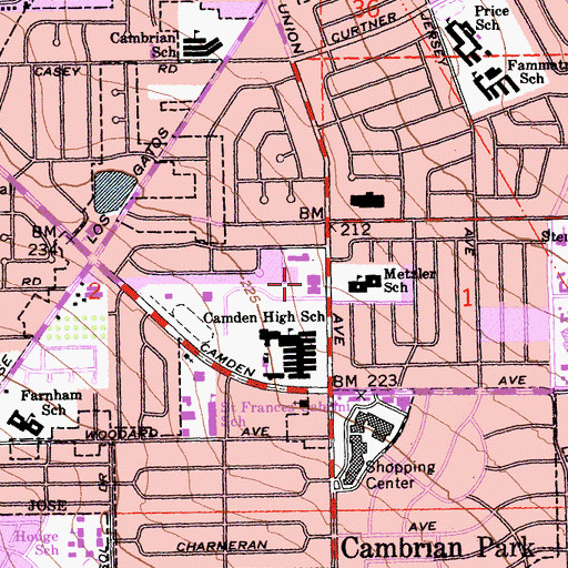 Topographic Map of Camden Lifetime Activities Center, CA