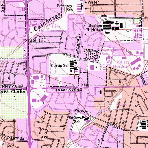 Topographic Map of Church of Christ, CA