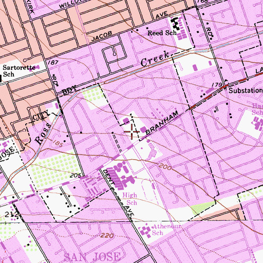 Topographic Map of Desin Square Shopping Center, CA