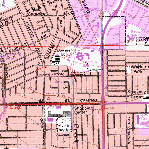 Topographic Map of El Camino Bible Church, CA