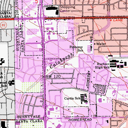 Topographic Map of Homestead Park, CA