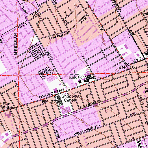 Topographic Map of Kirk Park, CA
