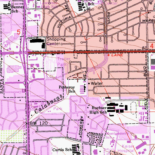 Topographic Map of Neighborhood Church of Santa Clara, CA