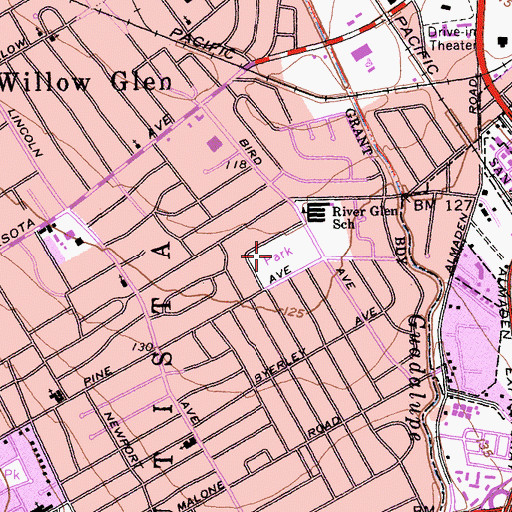 Topographic Map of River Glen Park, CA