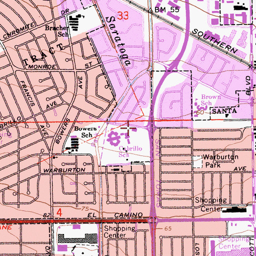 Topographic Map of Santa Clara First Church of the Nazarene, CA