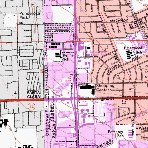 Topographic Map of Santa Clara Unified School District Office, CA