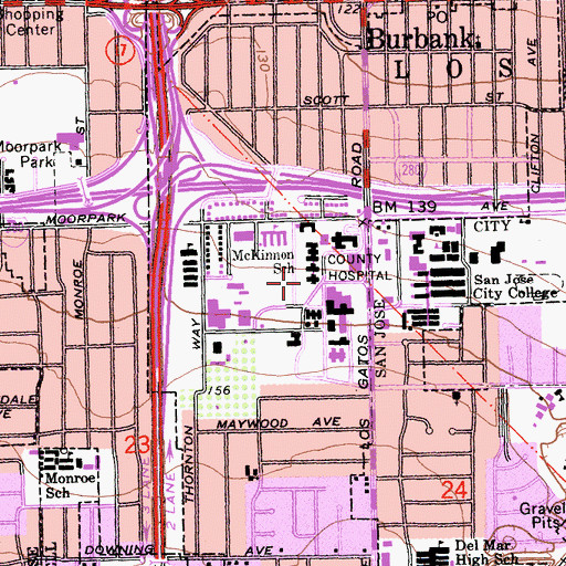 Topographic Map of Santa Clara Valley Medical Center, CA