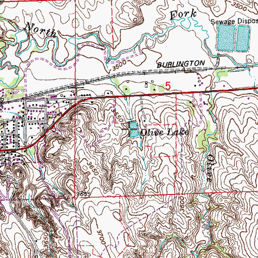 Topographic Map of Olive Lake, CO