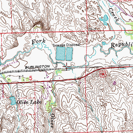 Topographic Map of Olive Creek, CO