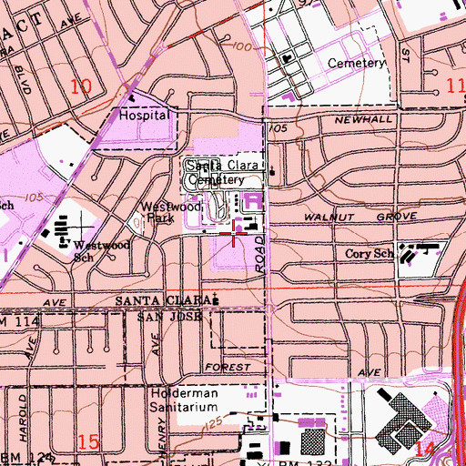 Topographic Map of Church of the Valley, CA