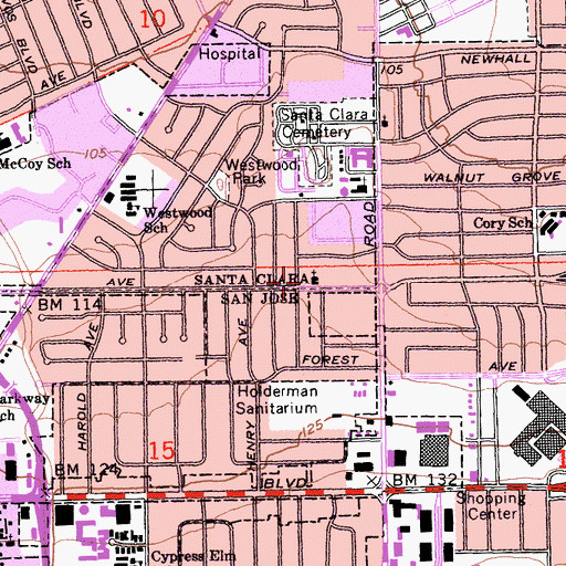 Topographic Map of Saint Marks Episcopal Church, CA