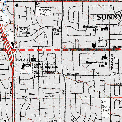 Topographic Map of De Anza Square Shopping Center, CA
