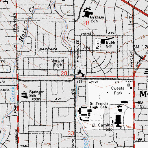 Topographic Map of First Presbyterian Church of Mountain View, CA