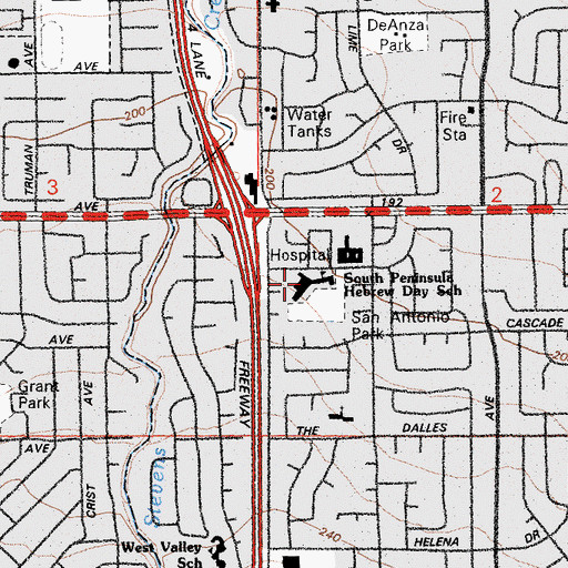 Topographic Map of South Peninsula Hebrew Day School, CA