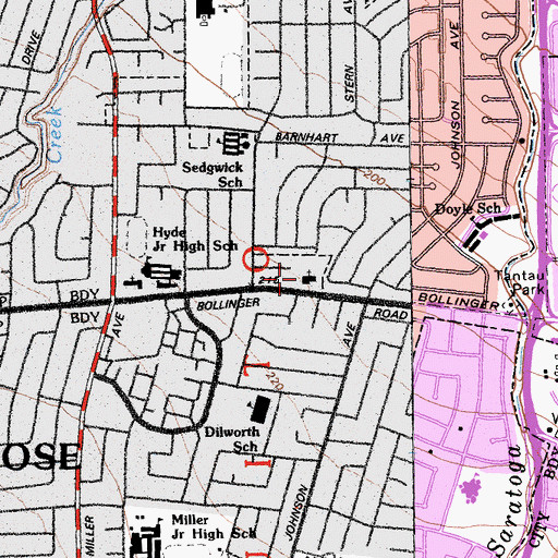 Topographic Map of Lutheran Church of Our Savior, CA
