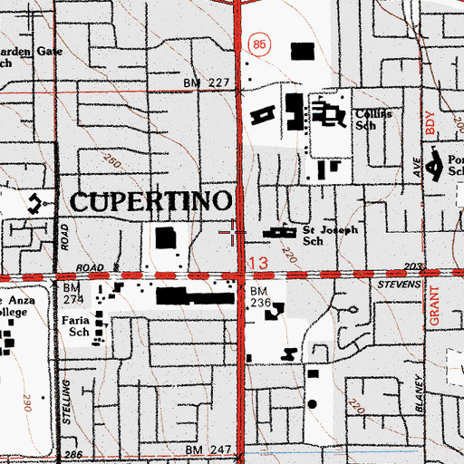 Topographic Map of Saint Joseph Roman Catholic Church, CA