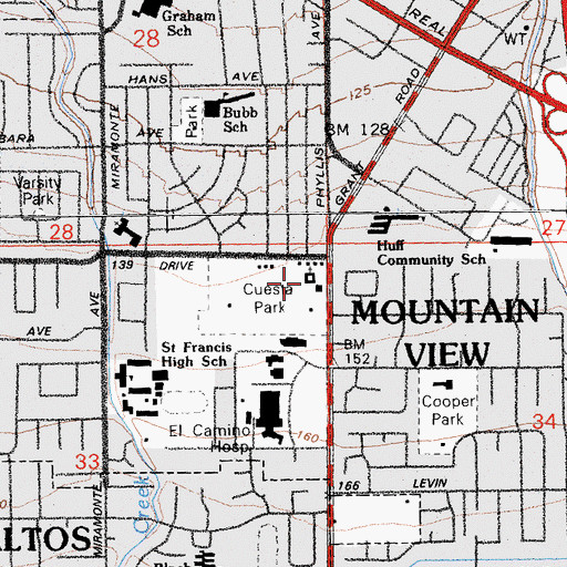 Topographic Map of Saint Timothy Episcopal Church, CA