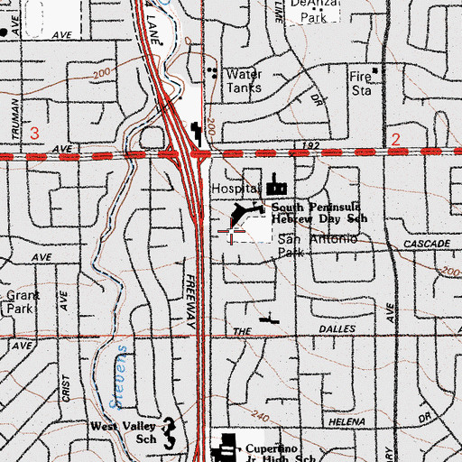Topographic Map of San Antonio Park, CA