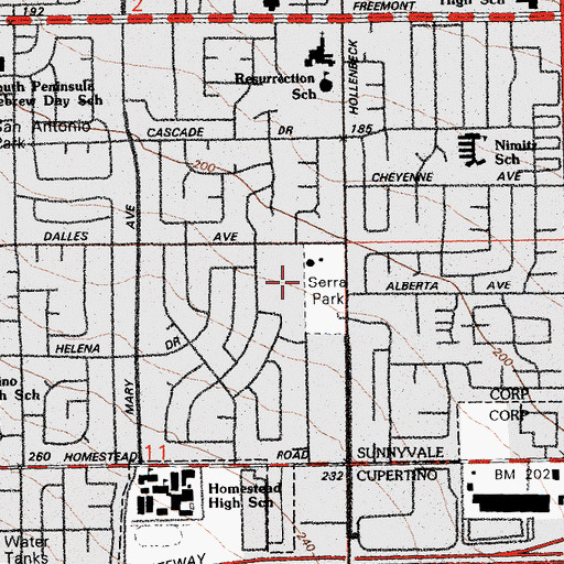 Topographic Map of Serra Park, CA