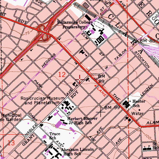 Topographic Map of Christ Unity Church, CA