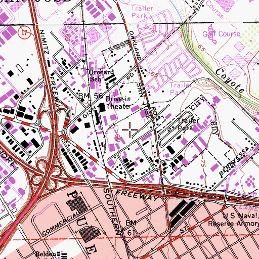 Topographic Map of Garden City Trailer Court, CA