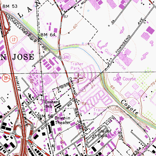 Topographic Map of Golden Wheeler Mobile Home Park, CA