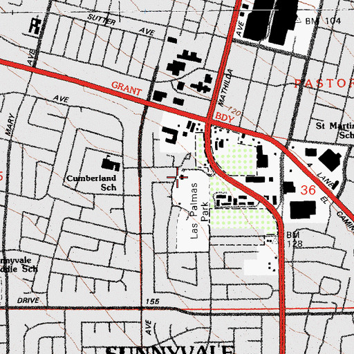 Topographic Map of Las Palmas Park, CA