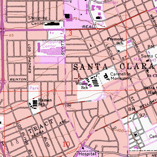 Topographic Map of New Valley High School, CA
