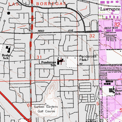 Topographic Map of Ponderosa Park, CA