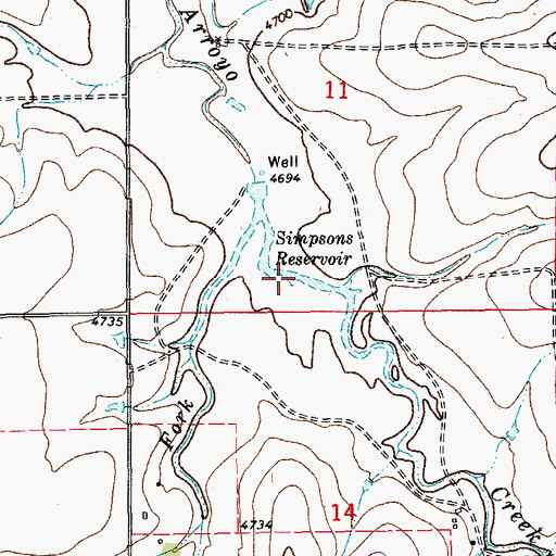 Topographic Map of Simpsons Reservoir, CO