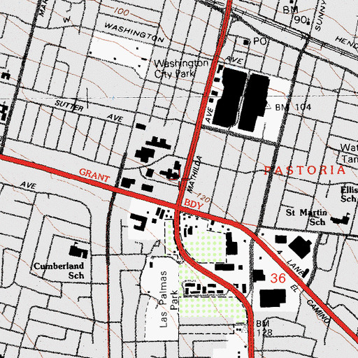 Topographic Map of Sunnyvale Plaza Shopping Center, CA