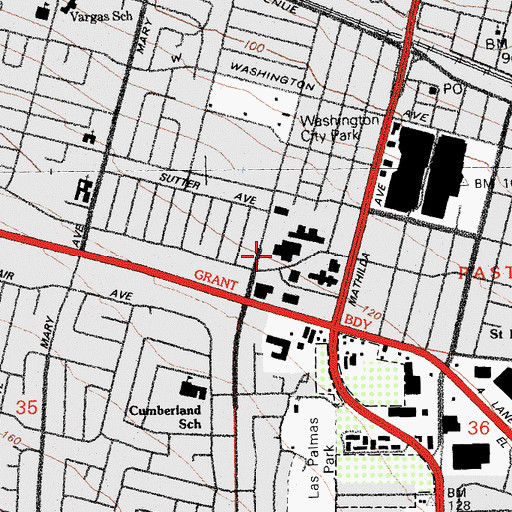 Topographic Map of Sunnyvale Public Library, CA