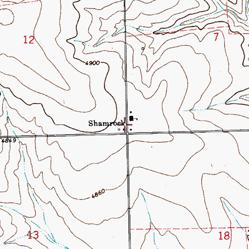 Topographic Map of Shamrock, CO