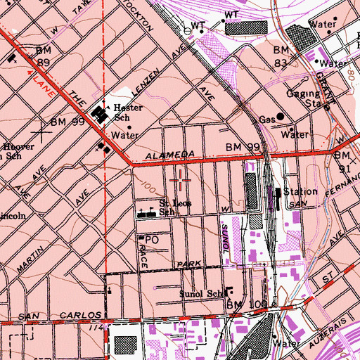 Topographic Map of Grace Temple, CA