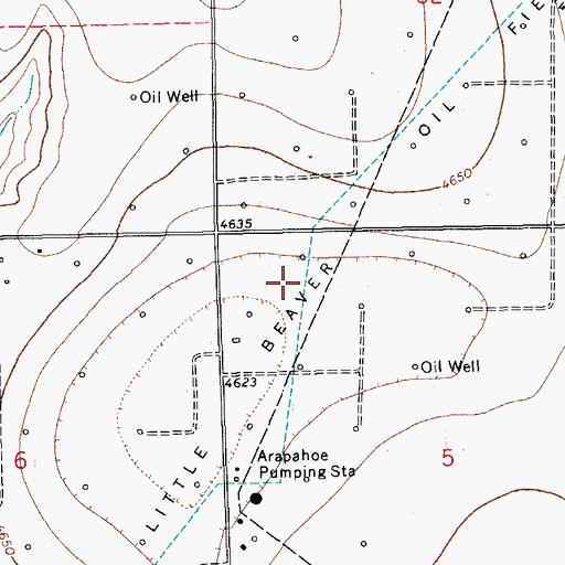 Topographic Map of Little Beaver Oil Field, CO