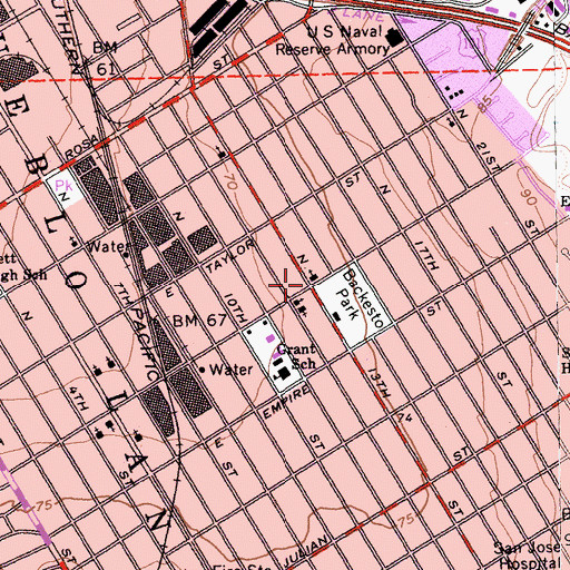 Topographic Map of Pentecostal Deliverance Church, CA