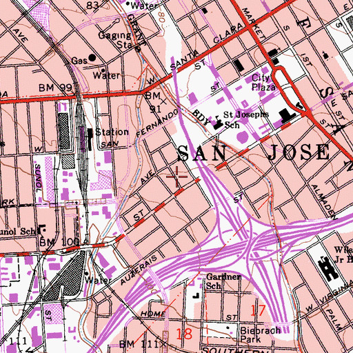 Topographic Map of Primera Iglesia Bautista, CA