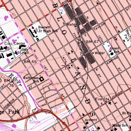 Topographic Map of Wesley United Methodist Church, CA