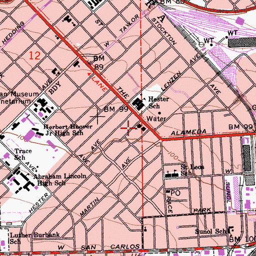 Topographic Map of Westminster Presbyterian Church, CA