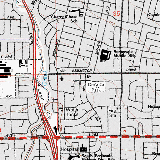 Topographic Map of Church of Christ, CA