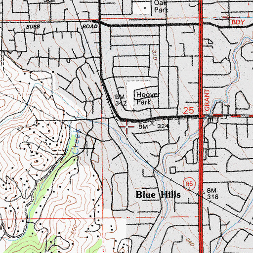 Topographic Map of Congregation Beth David, CA