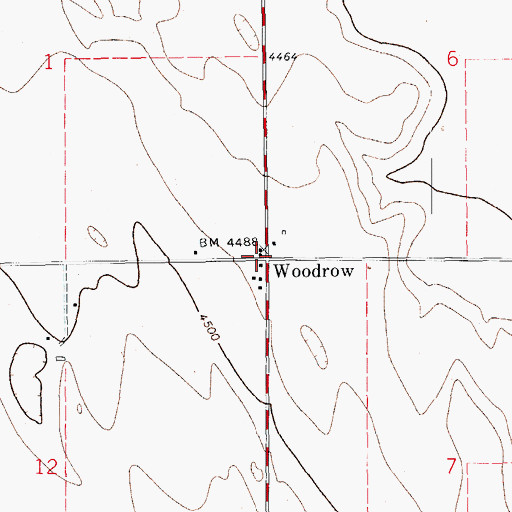 Topographic Map of Woodrow, CO