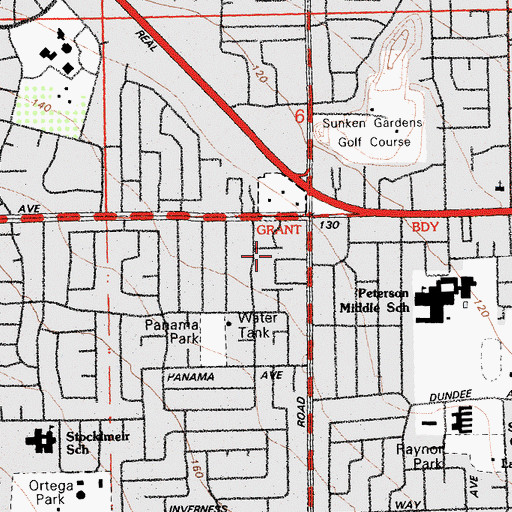 Topographic Map of Holiday Center Shopping Center, CA